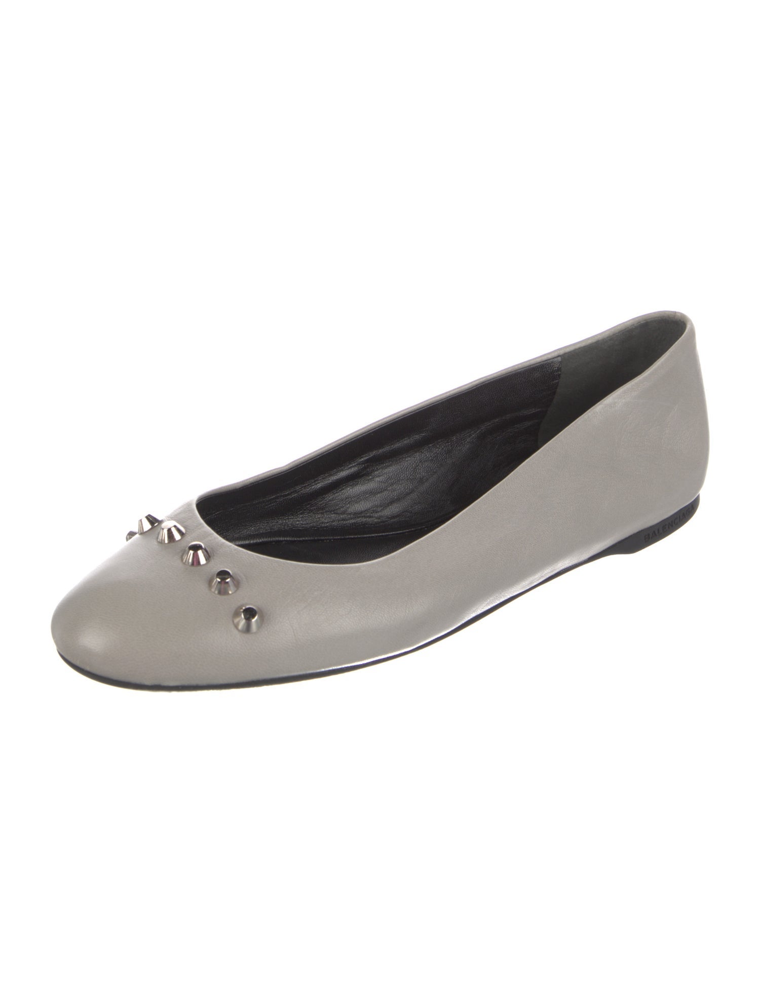 Balenciaga Leather Studded Accents Ballet Flats